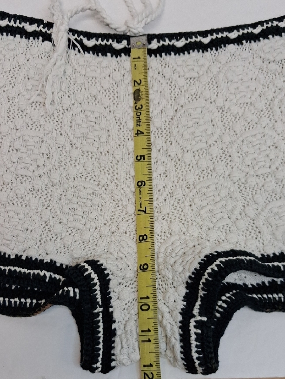 Tory Burch Crochet Knit Lounge Shorts Cream Black Trim Drawstring Size Small - Picture 7 of 10